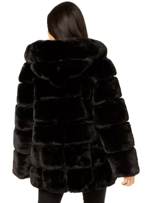 Luxury Faux Fur Jacket Women’s Winter Coat with Hood – Fluffy Warm Hooded Outerwear - Elegant Vegan Fur Shaggy Overcoat - Stylish Boutique Fashion – High-Quality Plush Jacket - Image 5
