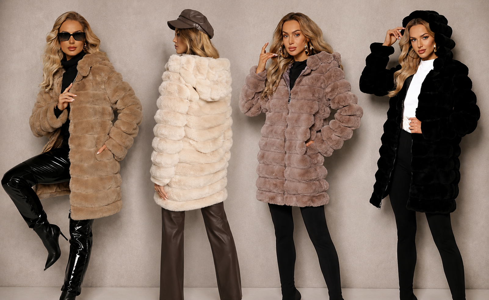 Luxury Faux Fur Jacket Women’s Winter Coat with Hood – Fluffy Warm Hooded Outerwear - Elegant Vegan Fur Shaggy Overcoat - Stylish Boutique Fashion – High-Quality Plush Jacket