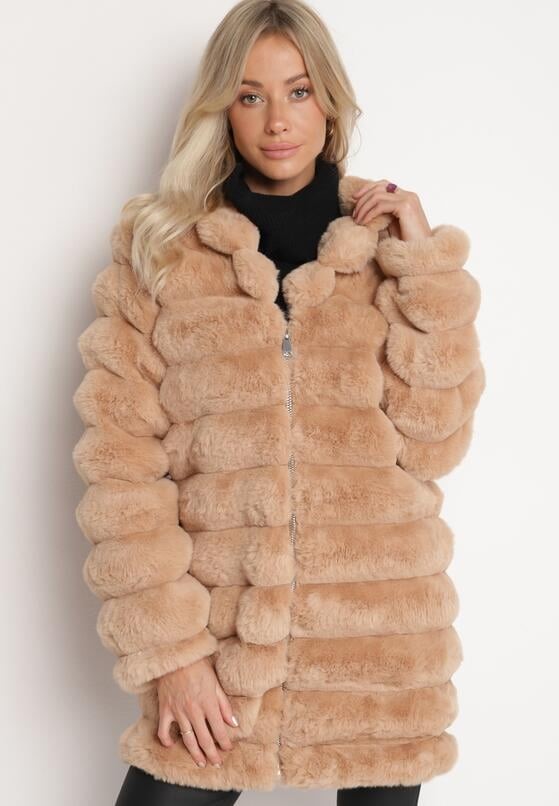 Luxury Faux Fur Jacket Women’s Winter Coat with Hood – Fluffy Warm Hooded Outerwear - Elegant Vegan Fur Shaggy Overcoat - Stylish Boutique Fashion – High-Quality Plush Jacket - Image 9