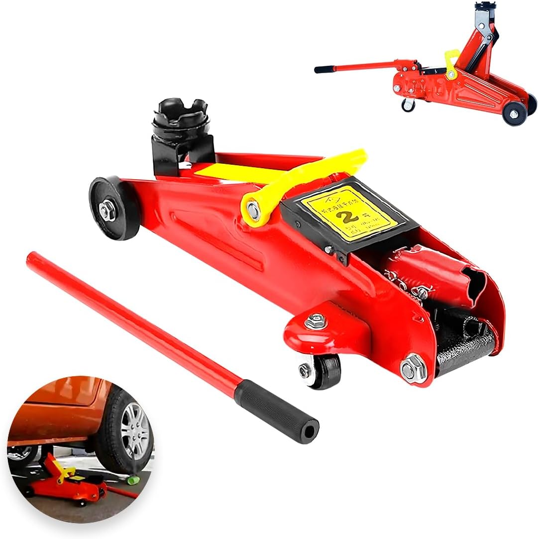 Raganet 2-Ton Capacity Heavy Duty Hydraulic Trolley Floor Jack with Safety Overload Valve 360-Degree Swivel Casters and Ergonomic Carry Handle for Automotive Repair and Lifting - Image 4