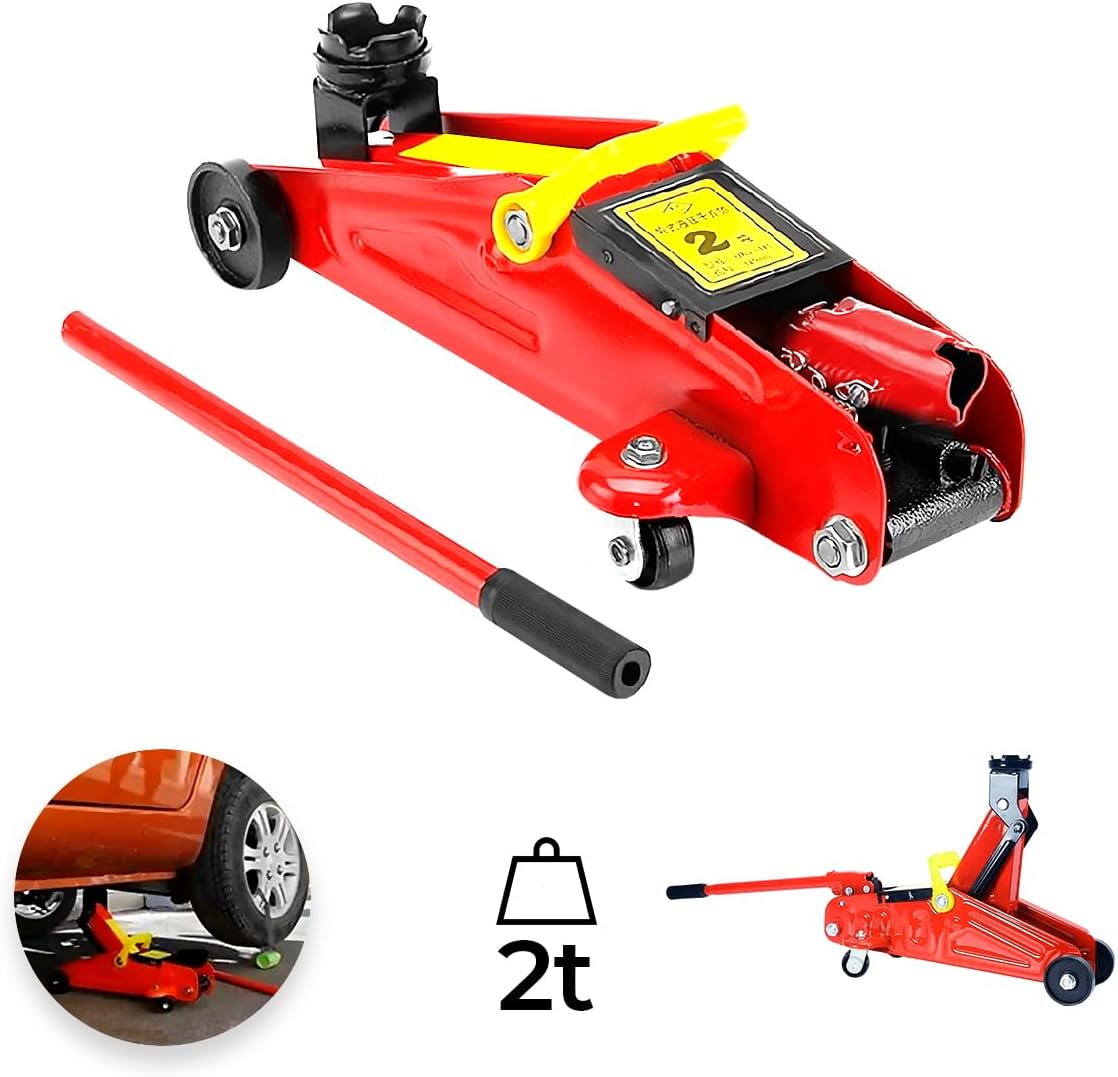 Raganet 2-Ton Capacity Heavy Duty Hydraulic Trolley Floor Jack with Safety Overload Valve 360-Degree Swivel Casters and Ergonomic Carry Handle for Automotive Repair and Lifting - Image 3